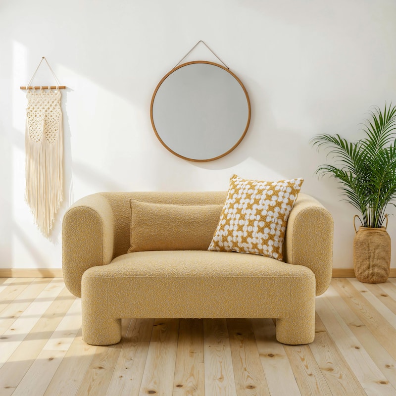 Furniture of America Nyxel Modern 57-inch Yellow Fabric Arm Chair with Pillows - Yellow