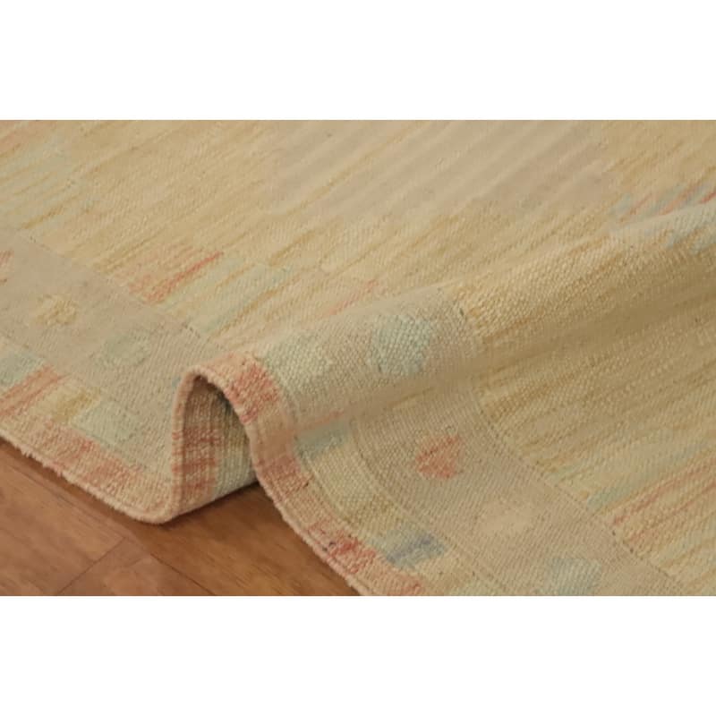 Hand Woven Oriental 100% Wool Carpet Southwestern Tribal Oranges & Rust Kilim Runner Rug - 9' 11'' X 2' 6''