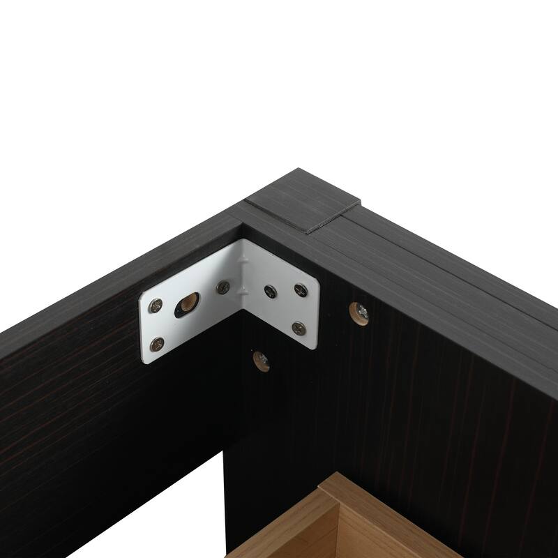 30" Bathroom Vanity Cabinet, Freestanding with 2 Drawers, Scratch & Water-Resistant Melamine, Plywood Base, No Basin