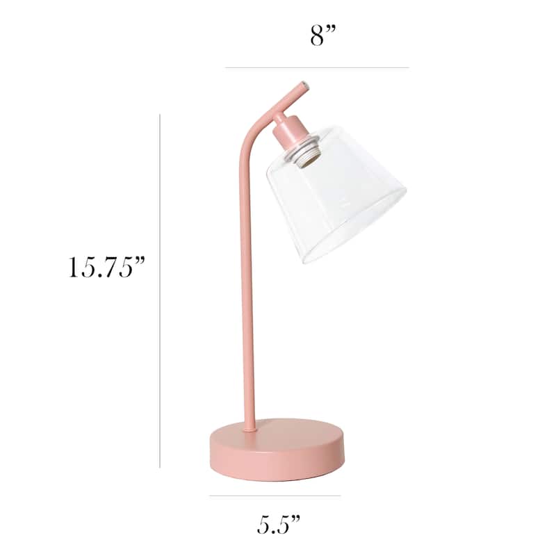 Metal Desk Lamp with Glass Shade Industrial Style Lighting - 8 x 5.50 x 15.75 in. (L x W x H)
