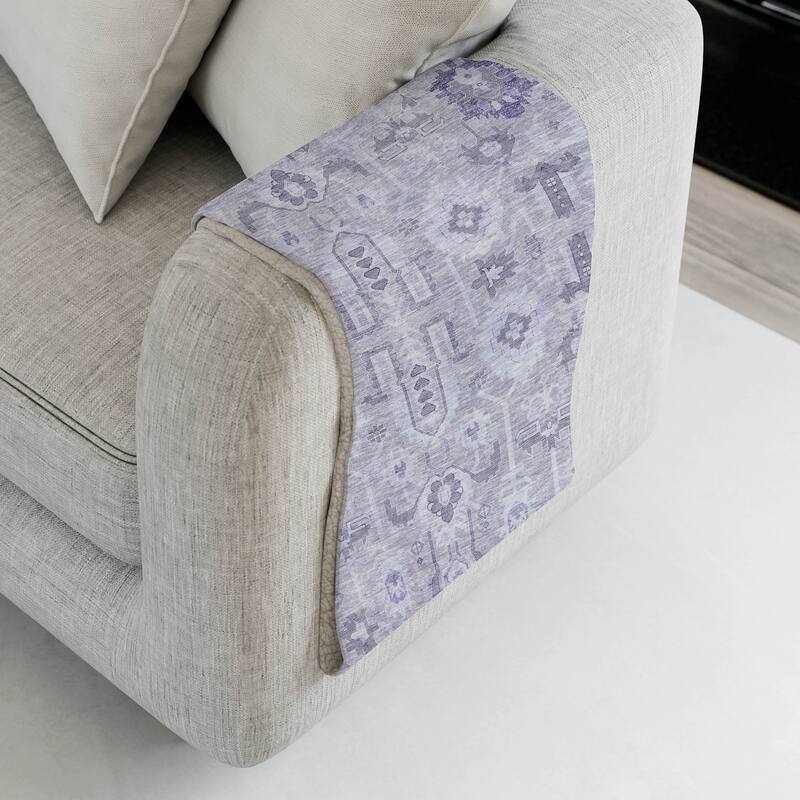 Premium Machine Washable Boho Global Sherpa Throw Blanket - Lavender - 4'2" x 5'10"