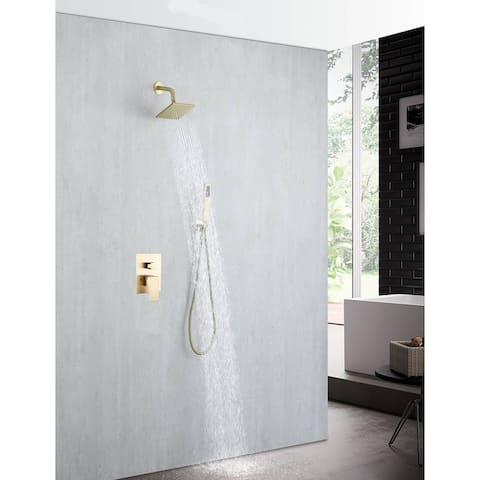 Brushed Gold wall mount 6 inch regular high water pressure head two function shower faucet - 6' x 6'