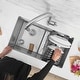 preview thumbnail 2 of 8, STYLISH 16 3/4" Over Sink Stainless Steel Dish Organizer in Graphite Black