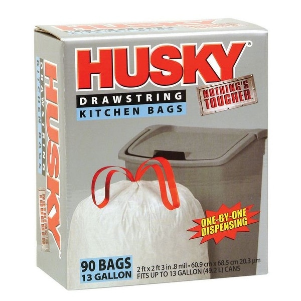Husky HK13XDSE090W Drawstring Kitchen Bags, 13 Gallon Overstock