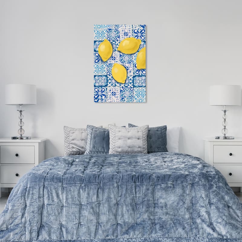 Wynwood Studio Canvas Food and Cuisine Lemons and Blues Yellow and Modern & Contemporary Wall Art Canvas Print - 36 x 24