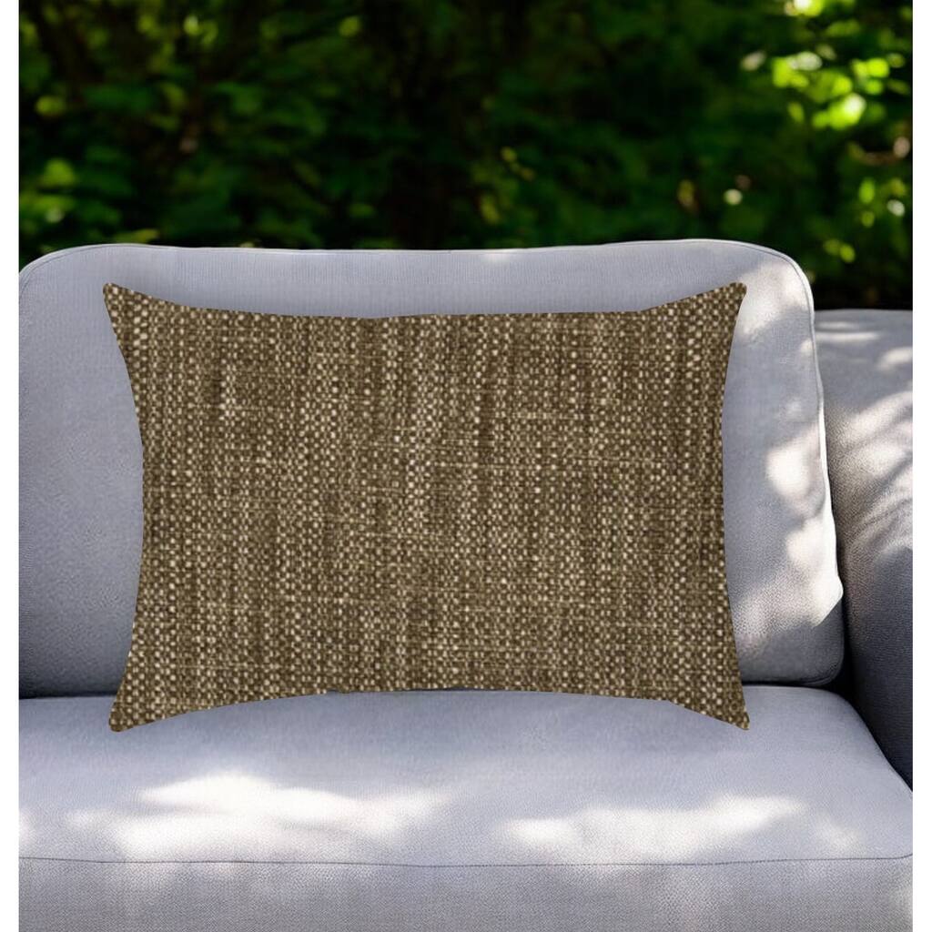 14" X 20" Espresso Indoor Outdoor Throw Pillow With Texture