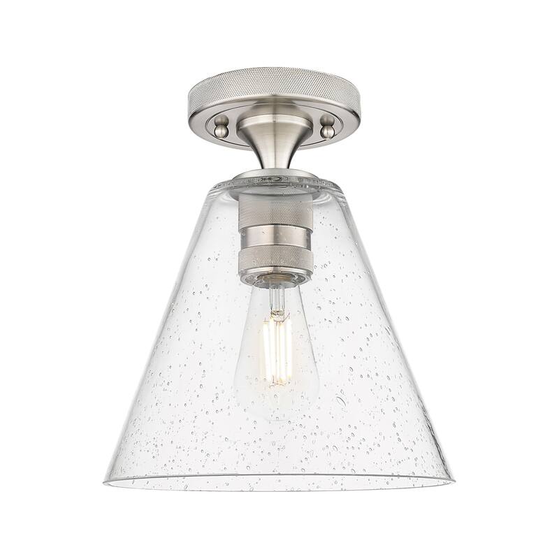 Innovations Lighting 434-1F-11-8 Crown Point Flush Mount Crown Point - Satin Nickel / Seedy