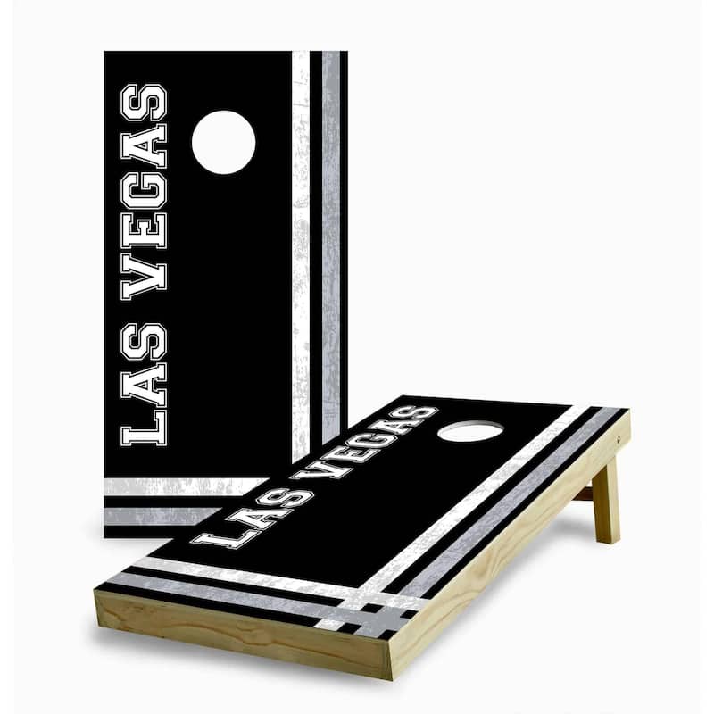Las Vegas Raiders Multi Stripe Cornhole Game (Choose Wraps or Boards) - 2x4 Boards (24" x 48") - Include Carrying Case