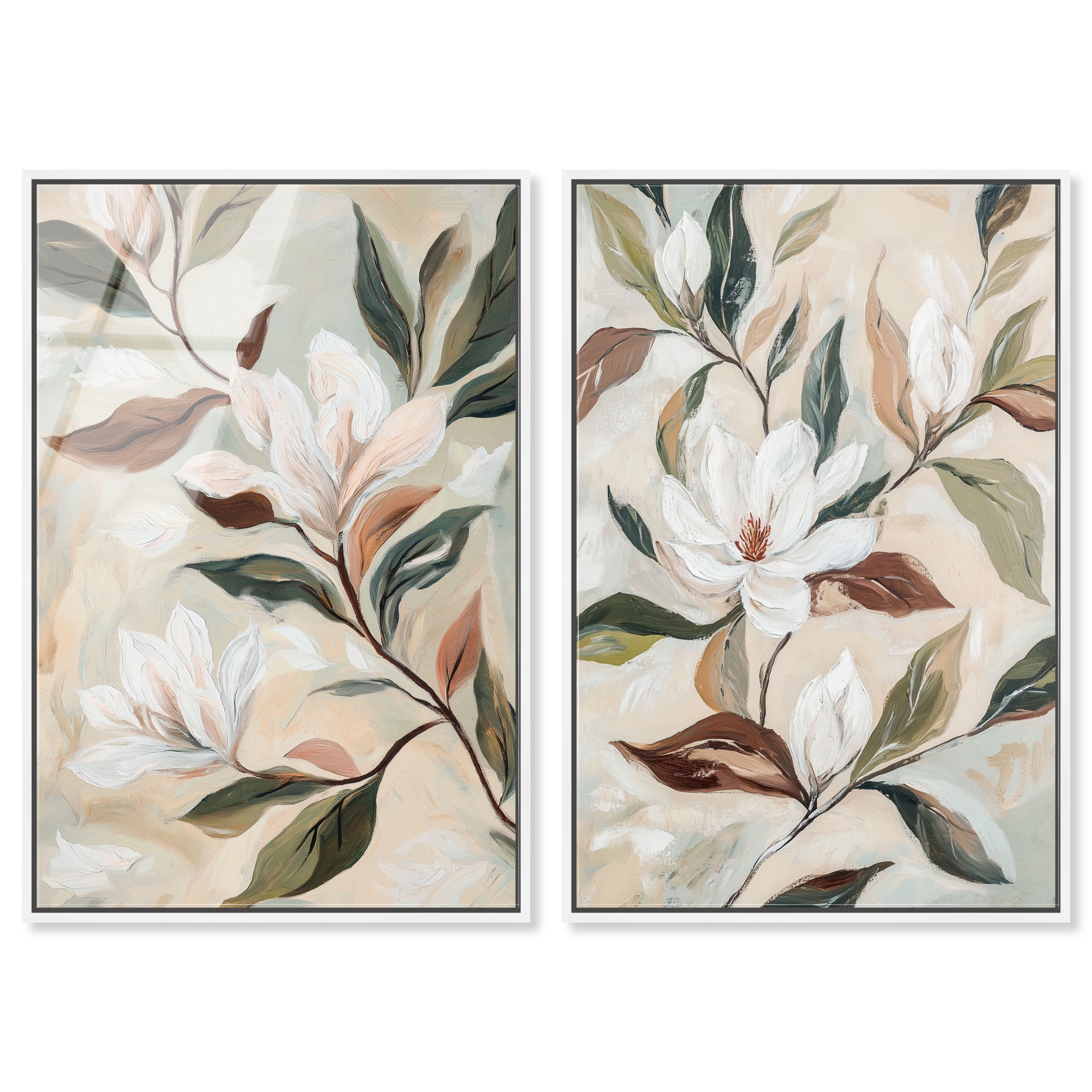 Soft Magnolia Duo Floral Wall Decor Set Acrylic Print by Art Remedy