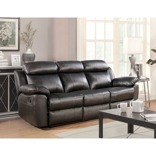 Abbyson Braylen Top Grain Leather Reclining Sofa Brown 8' x 11
