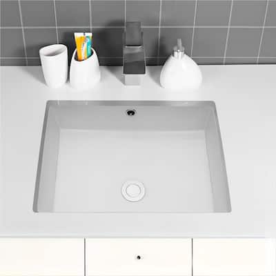 Dornberg 22"x15.5" White Ceramic Rectangular Undermount Bathroom Sink with Overflow