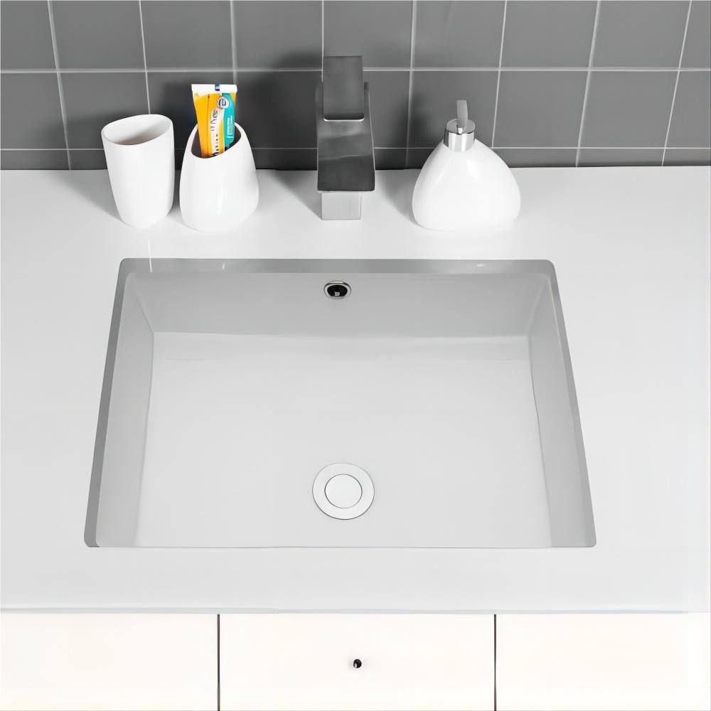 Dornberg 22"x15.5" White Ceramic Rectangular Undermount Bathroom Sink with Overflow
