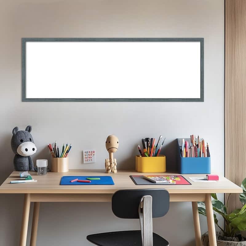 Amanti Art Dixie Blue Grey Rustic Narrow Framed Dry Erase Magnetic Board