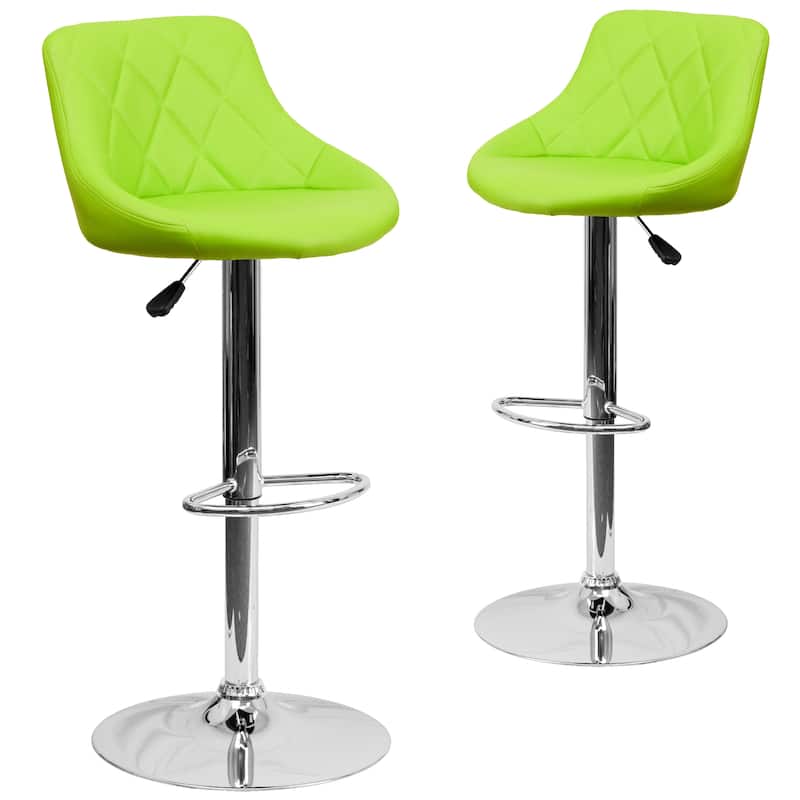 Vinyl Bucket Seat Adjustable Diamond Back Barstool (Set of 2) - 18.50"W x 19"D x 33.25" - 41.75"H