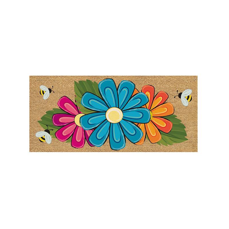 22 in. x 10 in. Giant Gerbera Flocked Sassafras Coir Switch Mat
