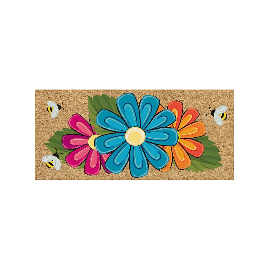 22 in. x 10 in. Giant Gerbera Flocked Sassafras Coir Switch Mat