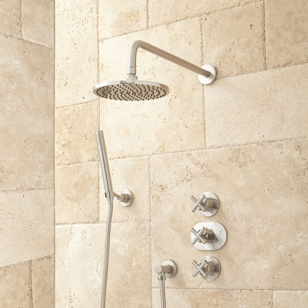 Signature Hardware 925945 Callas Thermostatic Shower System Signature Hardware 925945 Callas Thermostatic Shower System With Rainfall Head And Hand Rough