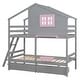 preview thumbnail 16 of 23, Twin Over Twin Bunk Bed w/ 2 Drawers, 1 Storage Box and Shelf, Wooden House Bunkbed Frame w/ Thick Slats, Safety Rail, Window