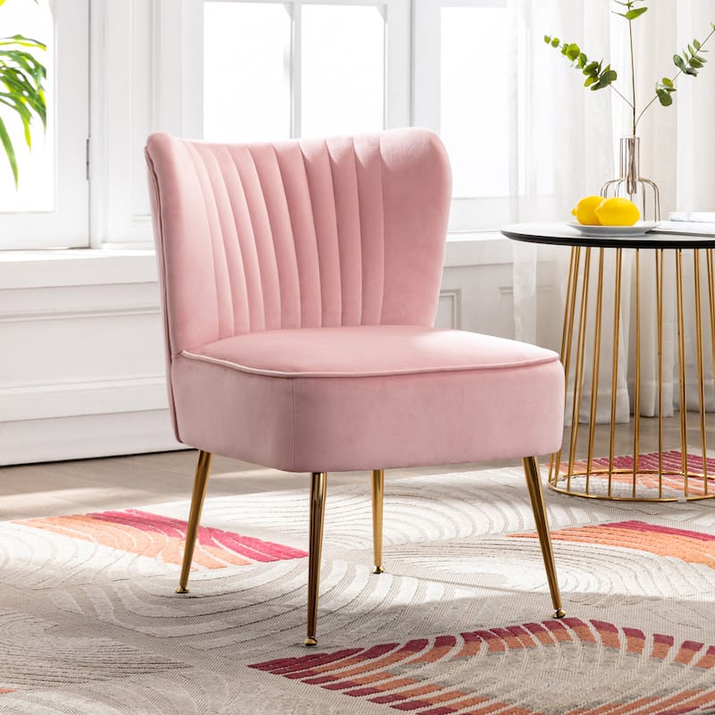 Haven Contemporary Velvet Upholstered Accent Chair - Pink