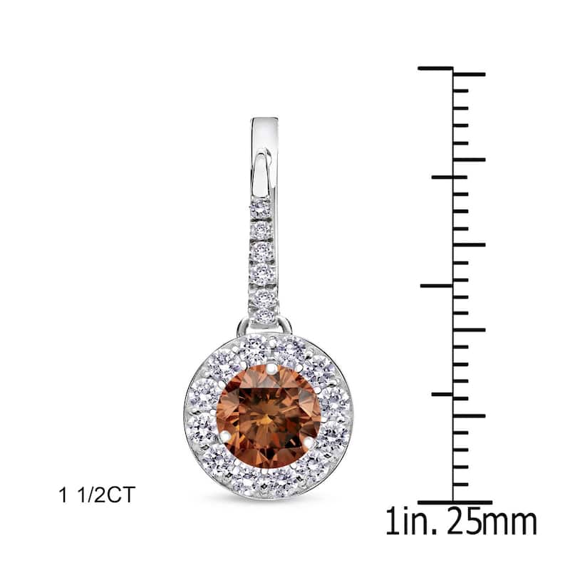 Auriya 14k Gold 1/2ct to 2ctw Brown Diamond Halo Dangle Earrings (SI1-SI2,) - 1.50ctw