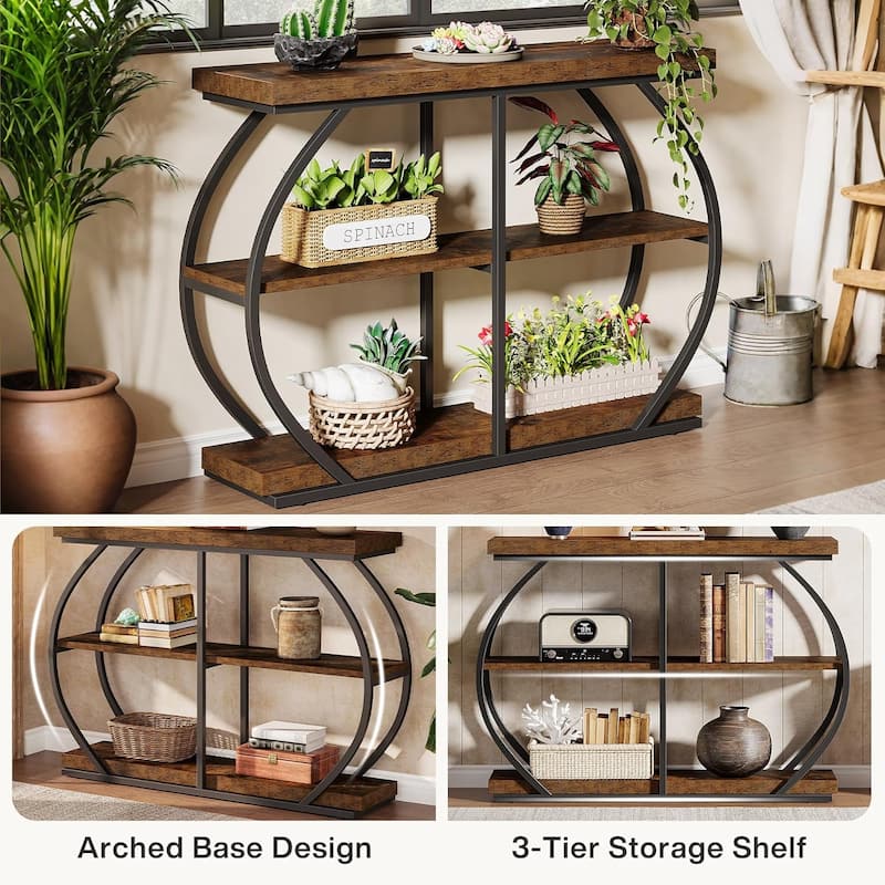 41.3" Console Table, Industrial 3-Tier Entryway Table
