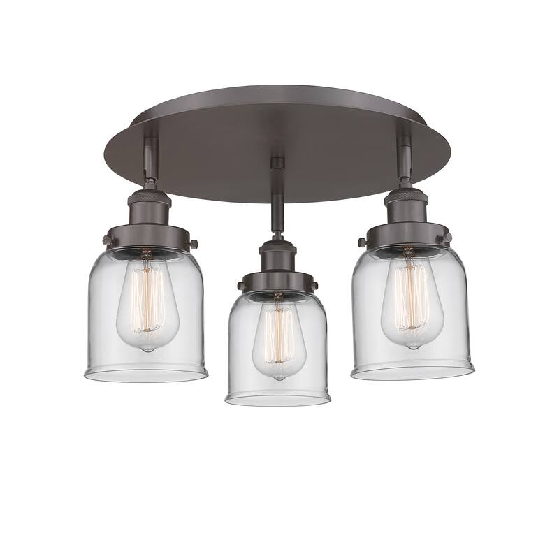 Innovations Lighting Bell - 3 Light 17" Flush Mount - Clear/Oil Rubbed Bronze