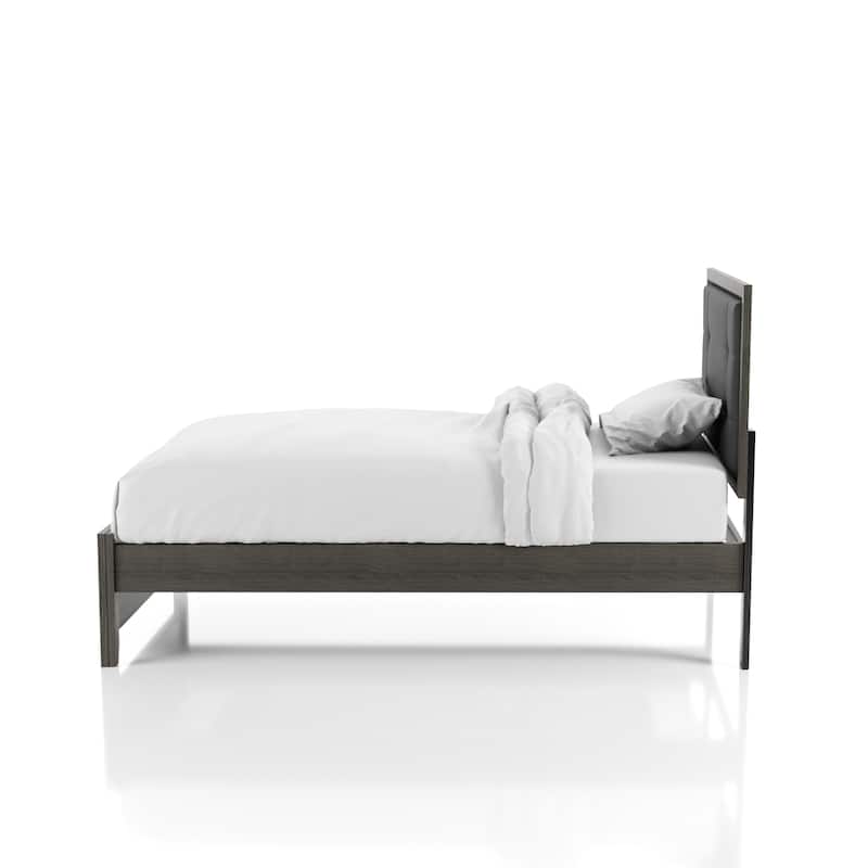 Aury Rustic Grey Solid Wood Tufted Panel Kid Bed by Furniture of America