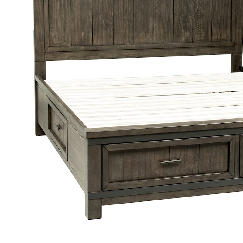 Thornwood Hills Rock Beaten Gray with Saw Cuts King Two Sided Storage Bed