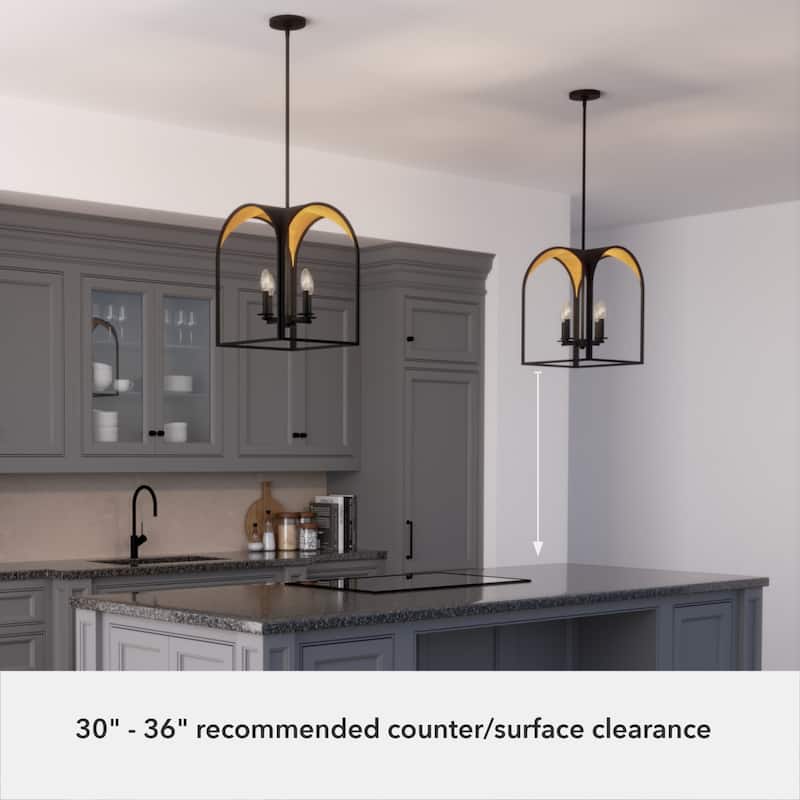 Hunter 15" Dukestown 4-Light Lantern Pendant - Kitchen Island, Dining Room, Entry - Contemporary, Industrial, Transitional