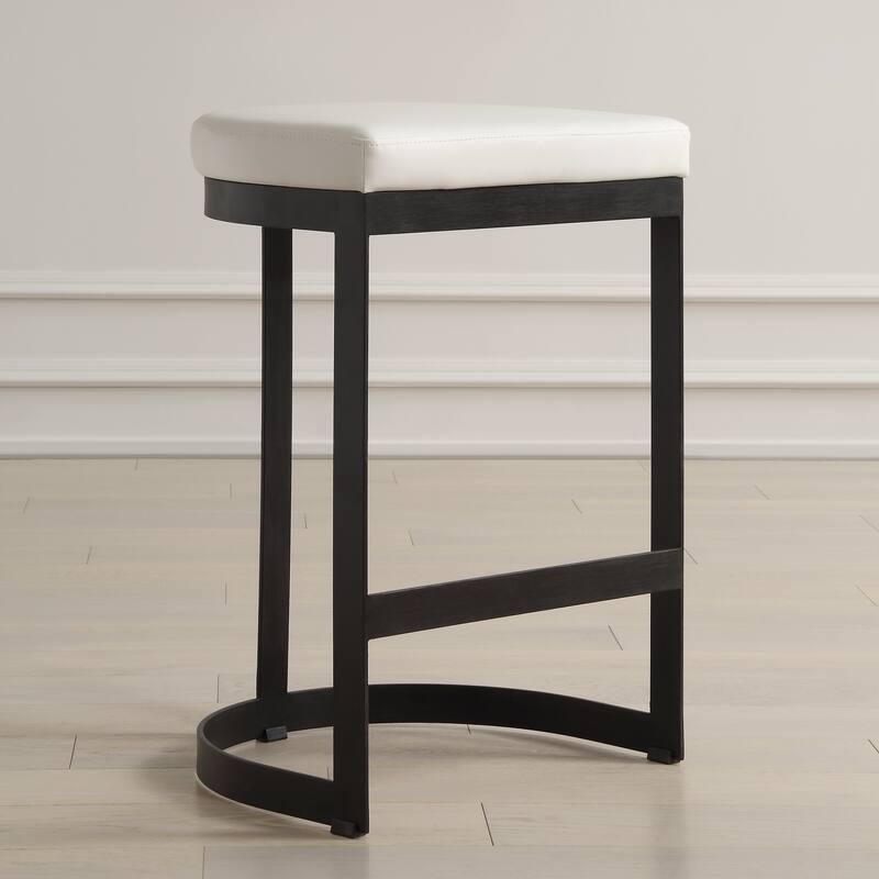 Uttermost 23803 Ivanna 18" Wide Metal Framed Faux Leather Accent Stool