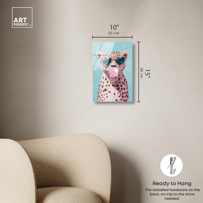 Pastel Cheetah Bubblegum Acrylic by Art Remedy, Ready to Hang