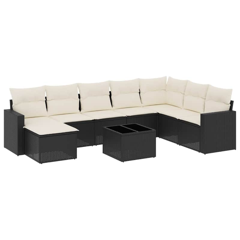 vidaXL Garden Sofa Set Black, Cream White - 21.7 x 21.7 x 14.6