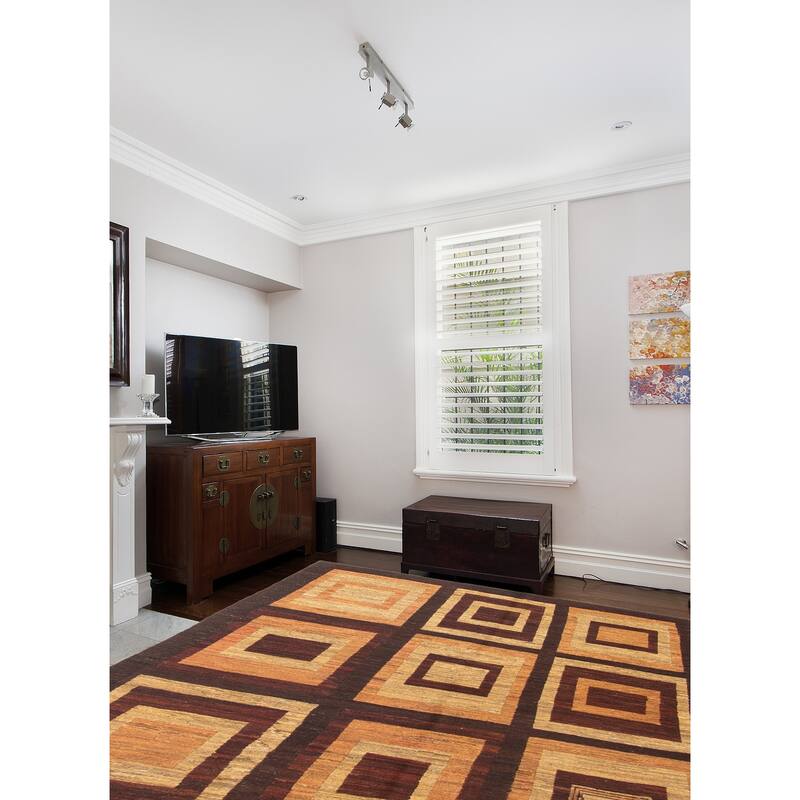 ECARPETGALLERY Flat-Weave Natural Brown Wool Tapestry Kilim - 4'9 x 6'5
