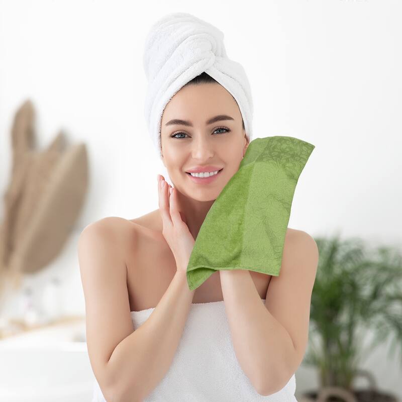 6 Pack Cotton Washcloths, Printed Face Towel, Absorbent and Comfort Face Towels for Bathroom, Hotel, Gym 13" x 13"