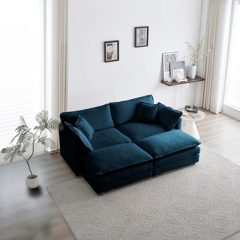 Cloud Chenille Upholstered Modular Sectional Sofa with DIY Combination Design
