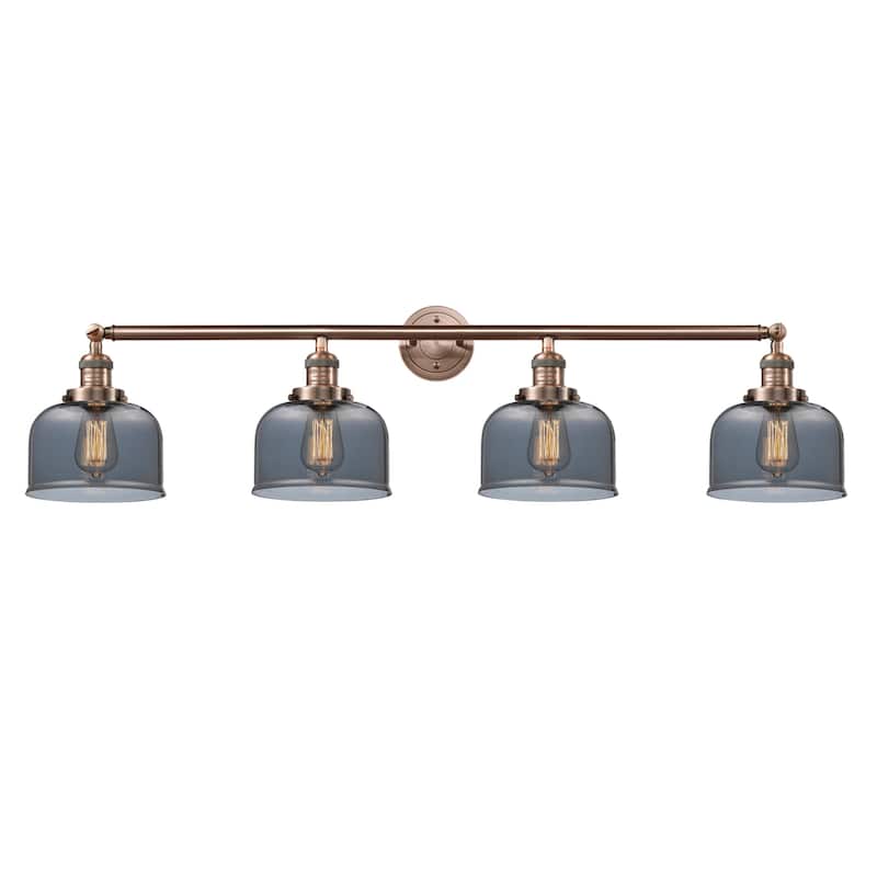 Innovations Lighting Large Bell 4 Light 45" Wide Bathroom Vanity Light - Antique Copper / Plated Smoked