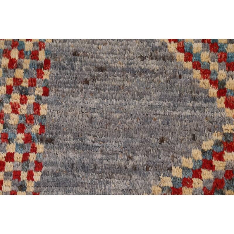 Hand Knotted Oriental 100% Wool Carpet Modern Geometric Greys & Charcoal Moroccan Area Rug - 9' 8'' X 6' 4''