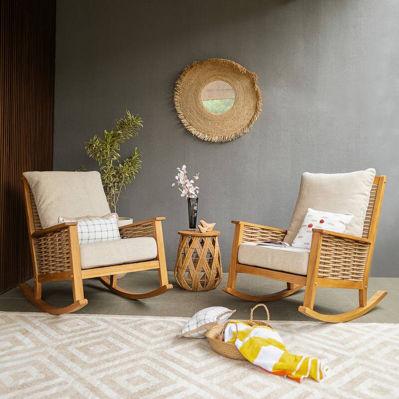 Cambridge Casual Camden Teak Outdoor Rocking Chair with Cushion