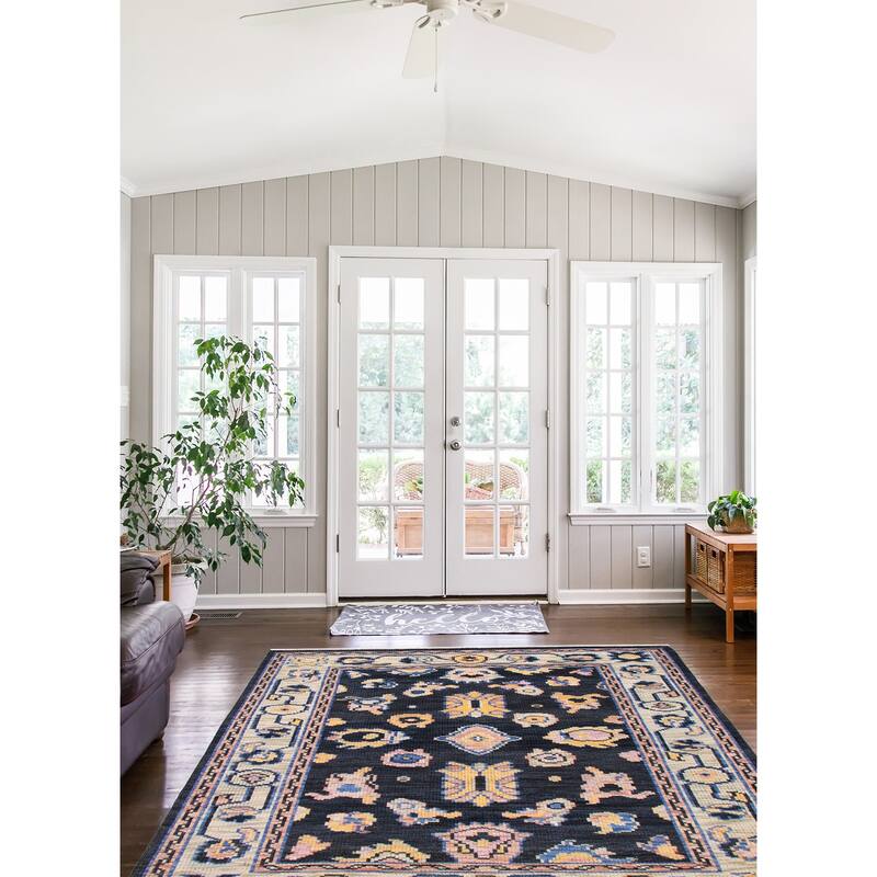 ECARPETGALLERY Hand-knotted Modern Oushak Dark Navy Wool Rug - 9'2 x 12'2