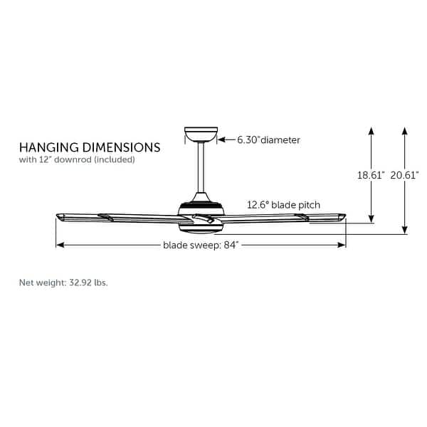 dimension image slide 0 of 4, Fanimation Stellar Custom Indoor/Outdoor Smart Ceiling Fan Motor with LED CCT Select Light Kit and Remote - Black