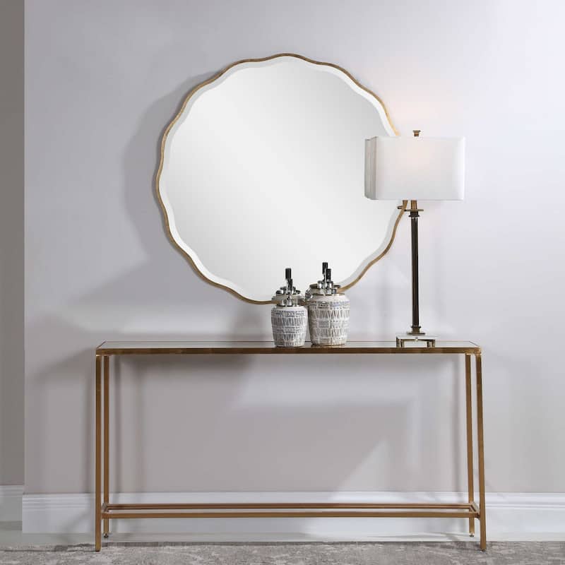 42" gold and silver contemporary round mirror
