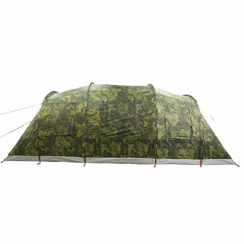 vidaXL Camping Tent Tunnel 4-Person Camouflage Waterproof - 185.8 x 96.5 x 75.6