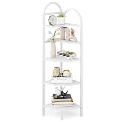 5-Tier Corner Bookshelf - 12.6"D x 12.6"W x 50"H