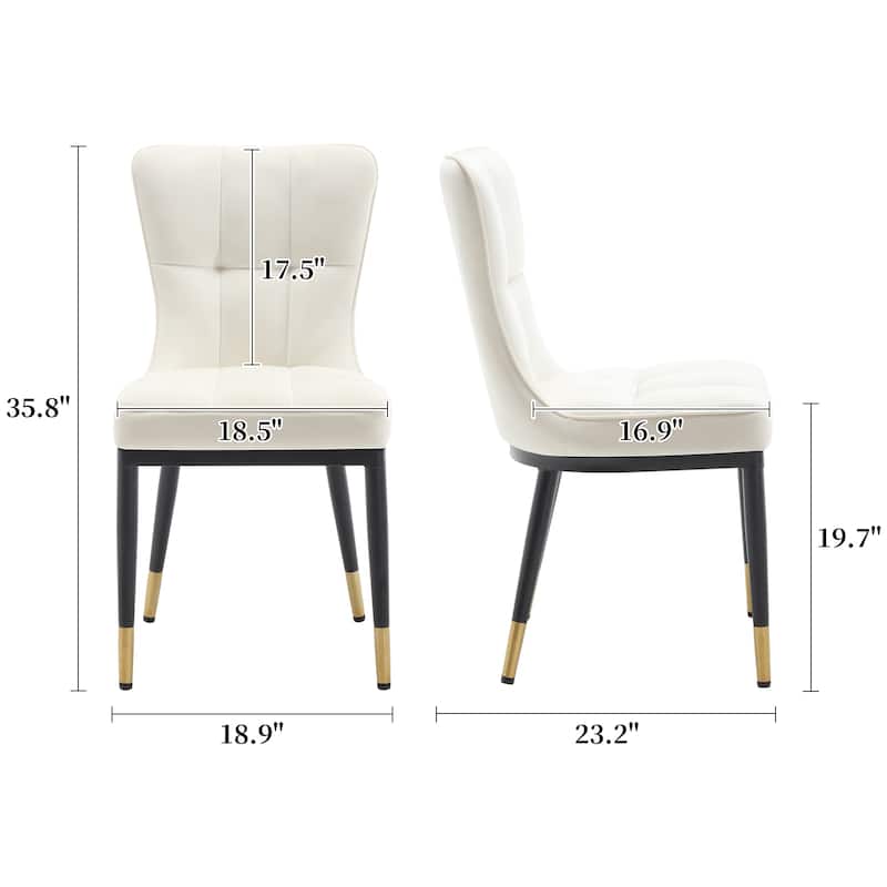 Velvet Upholstered Dining Chairs with Metal Legs, Set of 2/4 - 35.8"H x 18.9"W x 23.2"D