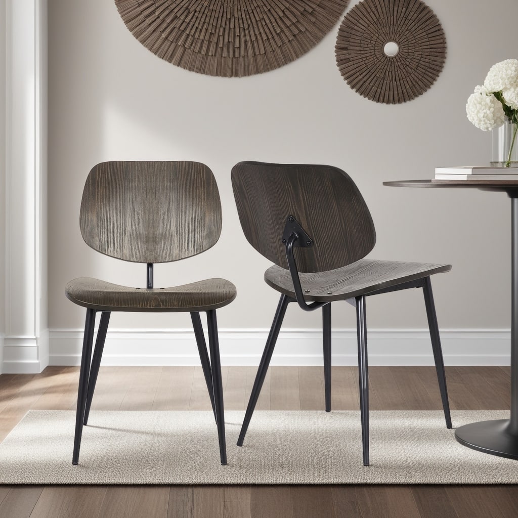 Miki Mid-Century Wood Dining Chairs - Set of 2