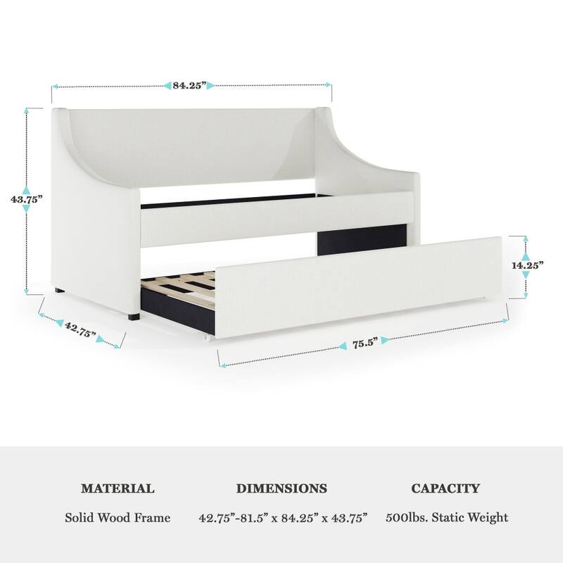 Martha Stewart Daybed with Rear Siderail and Pull-Out Trundle
