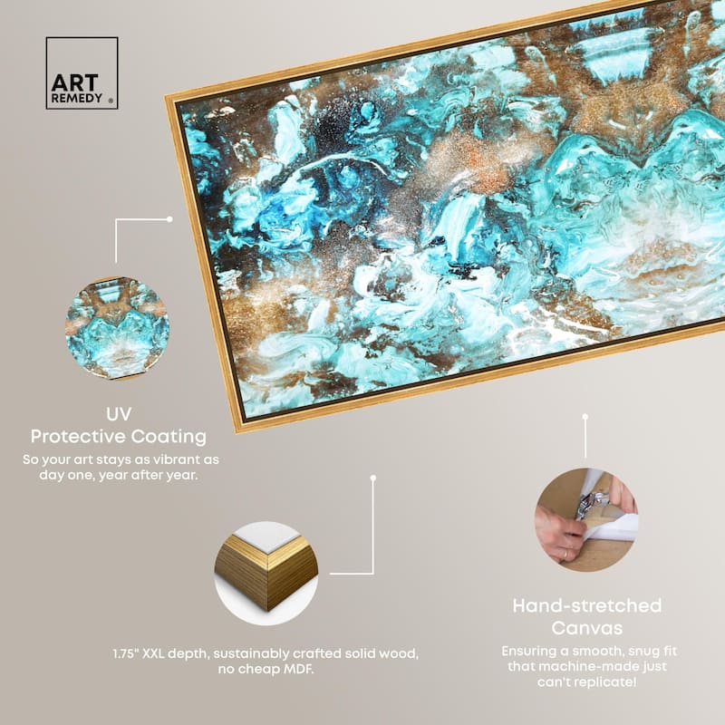 Blazing Blue Gold Long Panoramic Canvas by Art Remedy