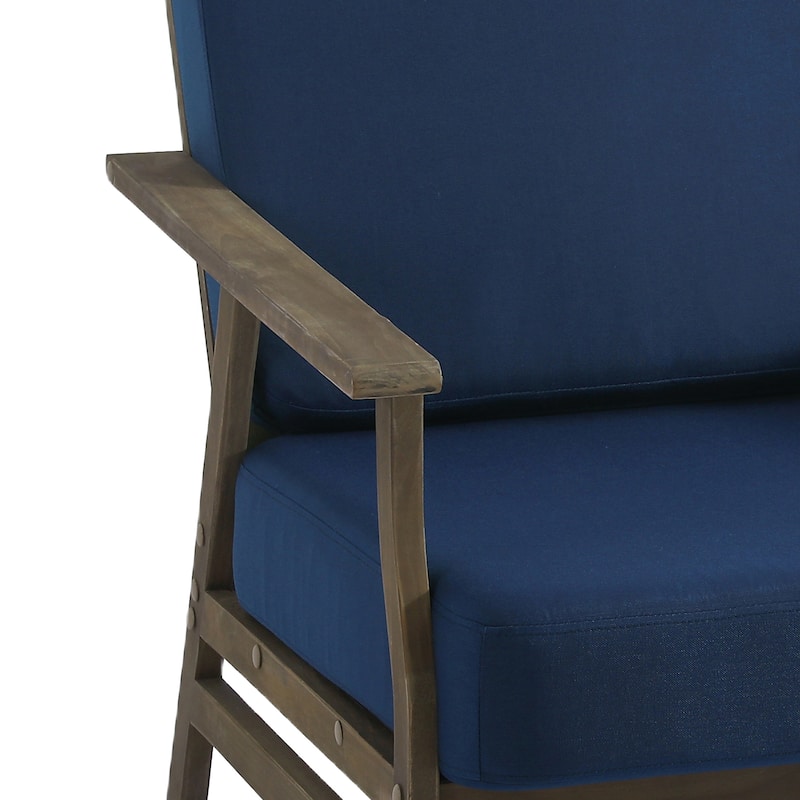 Outdoor 2 Set Teak Wood Club Chairs Set with Cushion