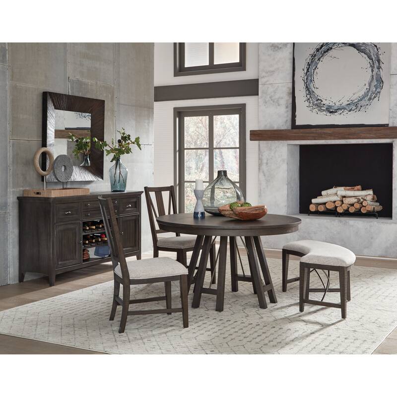Magnussen Home Westley Falls Graphite Curved Bench - 52''W x 21.75''D x 19''H