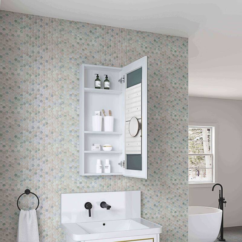 Wall Mounted Bathroom Medicine Cabinet with HD Mirror, Recessed or Surface Mount, Storage for Cosmetics & Personal Care